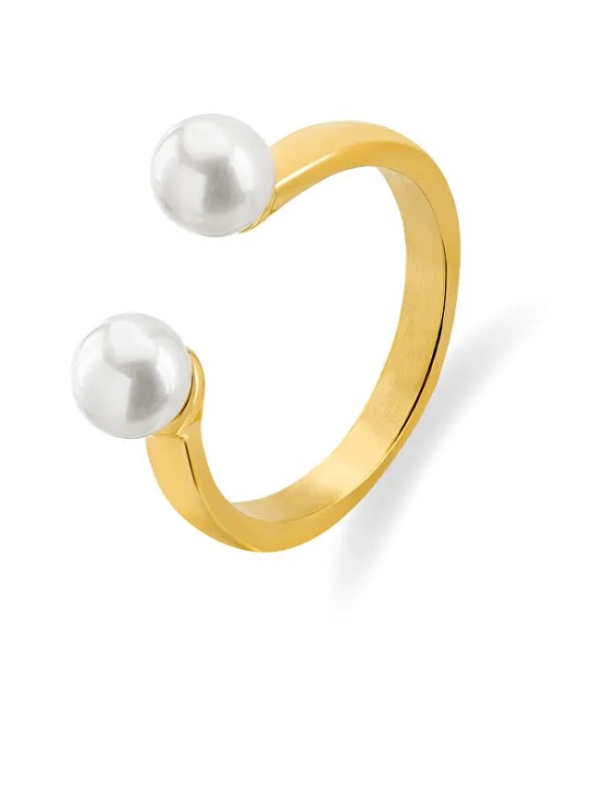 Troli Anello aperto placcato oro con perle VAAXA357G donna