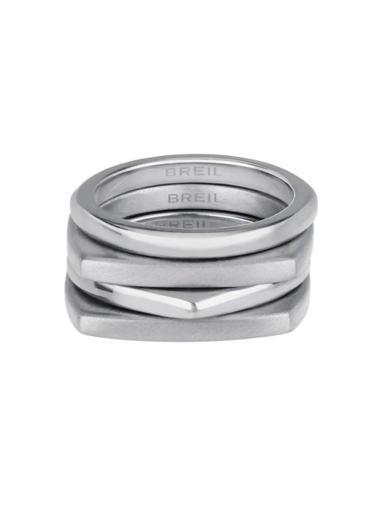 BREIL Modern set anelli in acciaio New Tetra TJ301 - Diametro: 56 mm donna