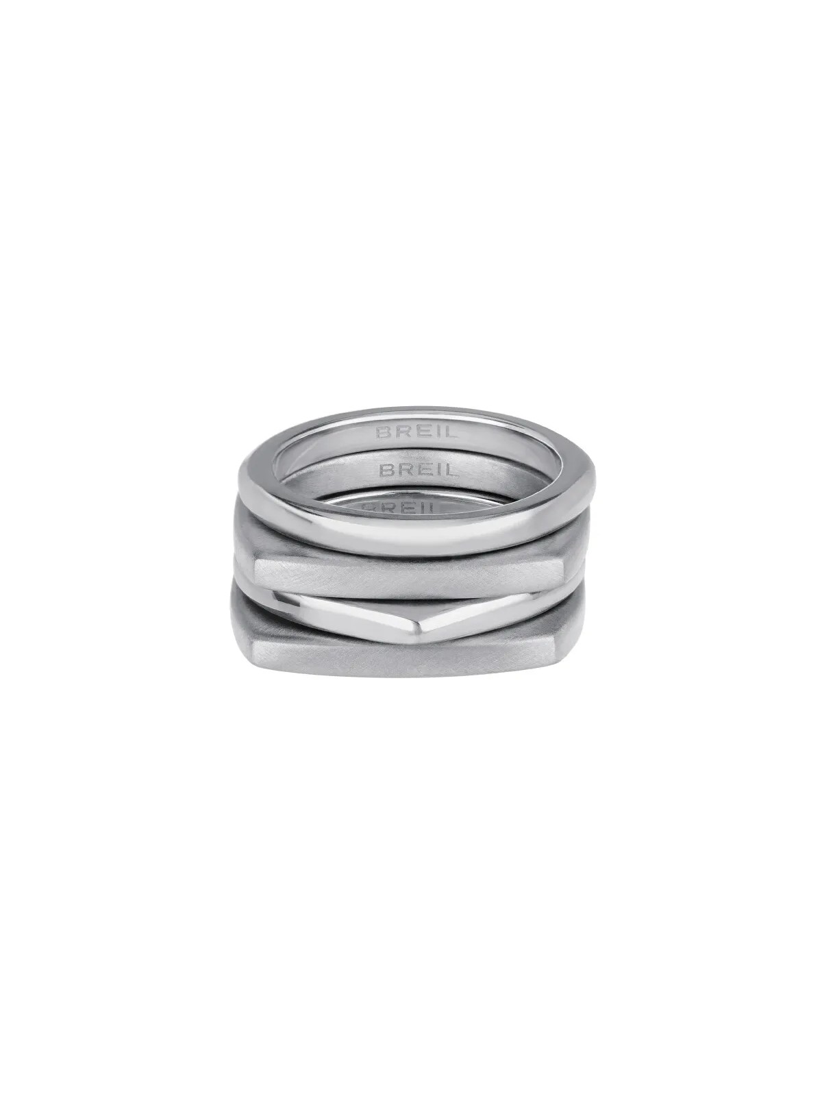BREIL Modern set anelli in acciaio New Tetra TJ301 - Diametro: 56 mm donna