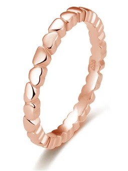 Beneto Anello in argento placcato oro con cuori AGG344-ROSE - Diametro: 60 mm donna