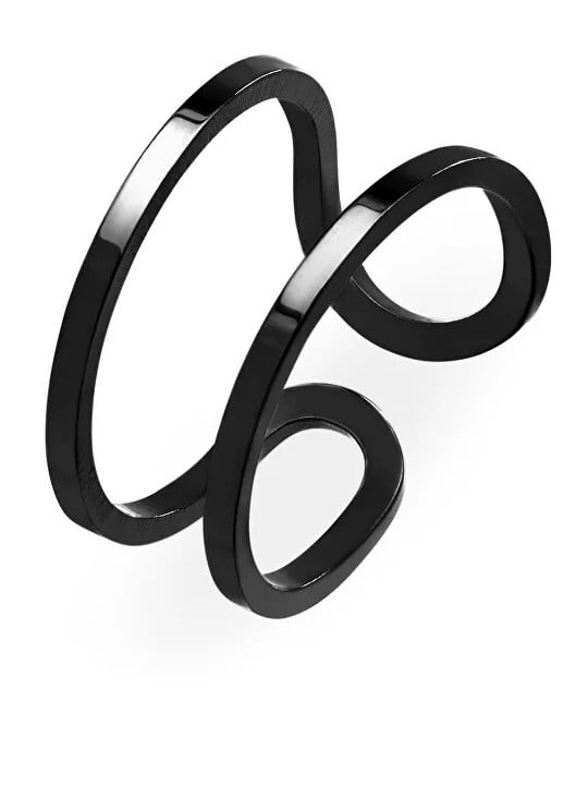 Troli Anello aperto originale in acciaio nero donna