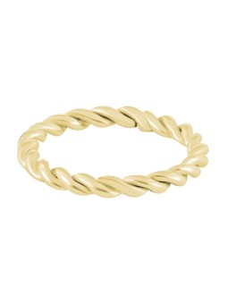 Troli Anello moderno in acciaio dorato ritorto - Diametro: 49 mm donna