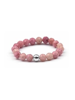 Agato Anello con perline e rodonite POL-R01 - Diametro: 49 mm donna