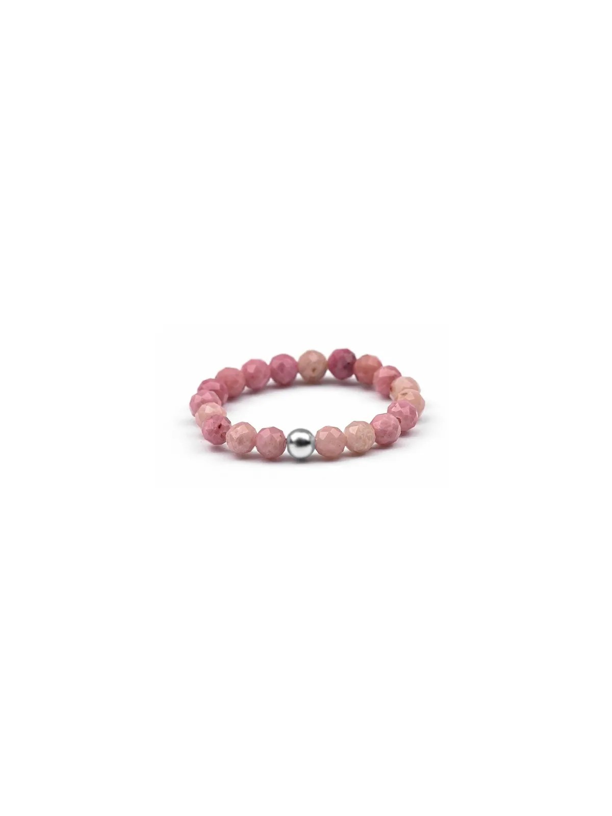 Agato Anello con perline e rodonite POL-R01 - Giro: 57 mm donna