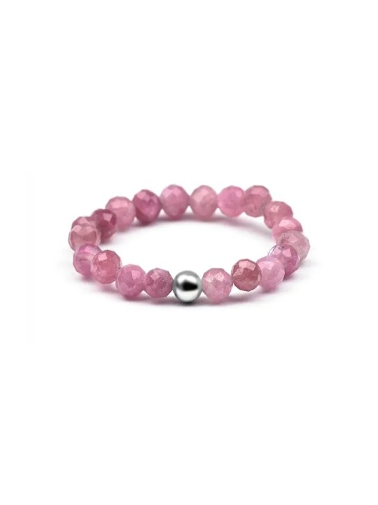 Agato Anello minerale con tormalina rosa POL-R19 - Diametro: 56 mm donna