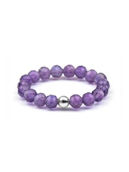 Agato Anello da donna minerale con ametista POL-R03 - Diametro: 49 mm donna