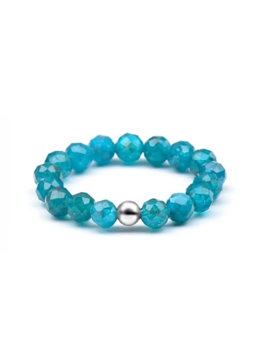 Agato Anello minerale da donna con apatite POL-R05 - Diametro: 49 mm donna