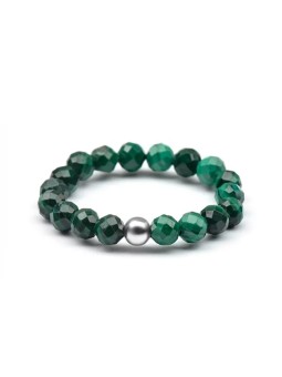 Agato Anello minerale con malachite verde POL-R07 - Diametro: 49 mm donna