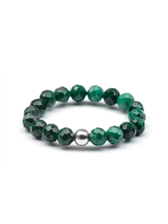 Agato Anello minerale con malachite verde POL-R07 - Diametro: 49 mm donna