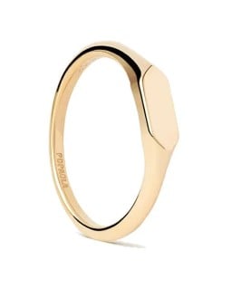 PDPAOLA Anello minimalista placcato oro Hexagon Mini AN01-C47 - Diametro: 52 mm donna