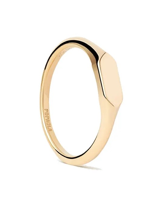 PDPAOLA Anello minimalista placcato oro Hexagon Mini AN01-C47 - Diametro: 52 mm donna