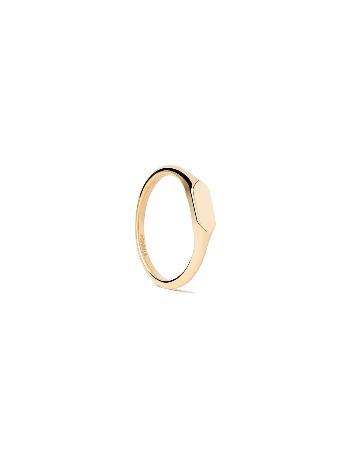 PDPAOLA Anello minimalista placcato oro Hexagon Mini AN01-C47 - Diametro: 52 mm donna