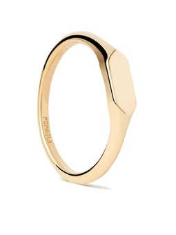 PDPAOLA Anello minimalista placcato oro Hexagon Mini AN01-C47 - Diametro: 54 mm donna