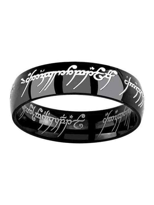 Silvego Anello del potere in acciaio nero dal film Il Signore degli Anelli RRC5623 - Diametro: 64 mm unisex