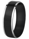 Troli Anello in acciaio nero con bordo argento - Diametro: 54 mm unisex