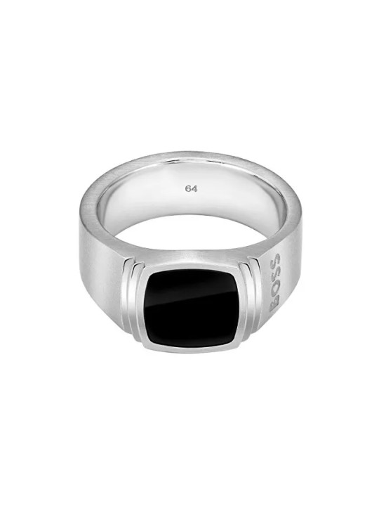 Hugo Boss Anello uomo in acciaio con onice Odell 1580652 - Diametro: 66 mm uomo