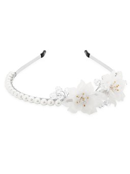 Troli Cerchietto di perle con fiori donna
