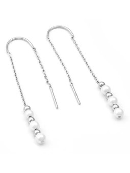 Beneto Eleganti orecchini lunghi in argento con perla AGUV2216 donna