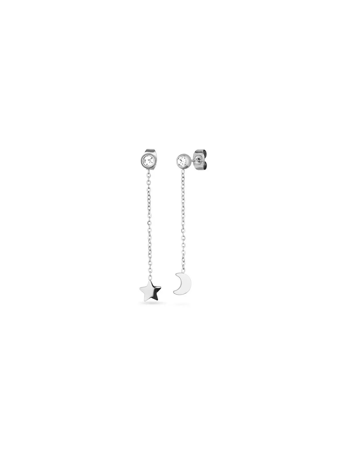 Vuch Orecchini lunghi asimmetrici in acciaio Infinity Silver donna