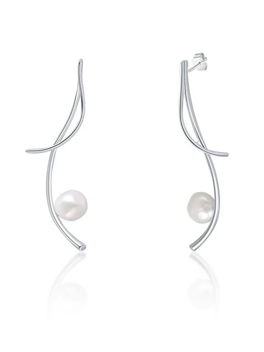 JwL Luxury Pearls Orecchini lunghi in argento con vere perle barocche e zirconi JL0681 donna