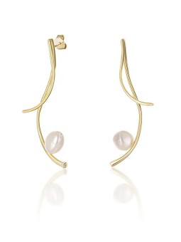JwL Luxury Pearls Orecchini lunghi placcati oro con vere perle barocche JL0682 donna