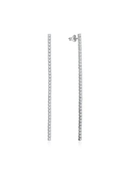 Beneto Orecchini lunghi in argento con zirconi AGUV2672 - Lunghezza: 6 cm donna