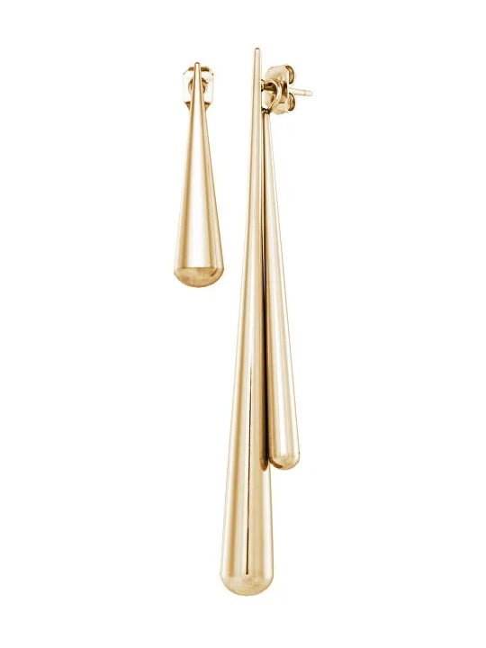 Troli Eleganti orecchini in acciaio placcato oro 3 in 1 donna