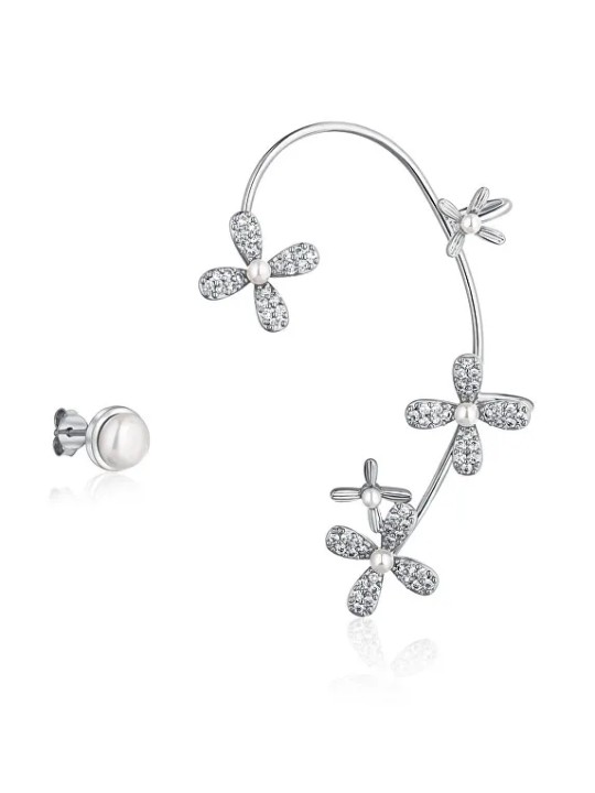 JwL Luxury Pearls Orecchini asimmetrici con perle e zirconi - orecchio sinistro JL0778 donna