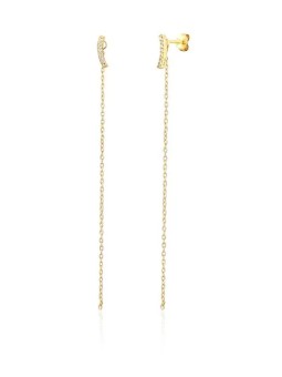 JVD Orecchini lunghi 2 in 1 placcati oro con zirconi SVLE1849X75GO00 donna