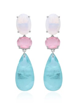 Agato Orecchini lunghi in argento con vetro colorato AGT-E120PC donna