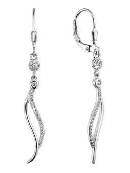 Evolution Group Eleganti orecchini lunghi Waves con zirconi 11541.1 donna