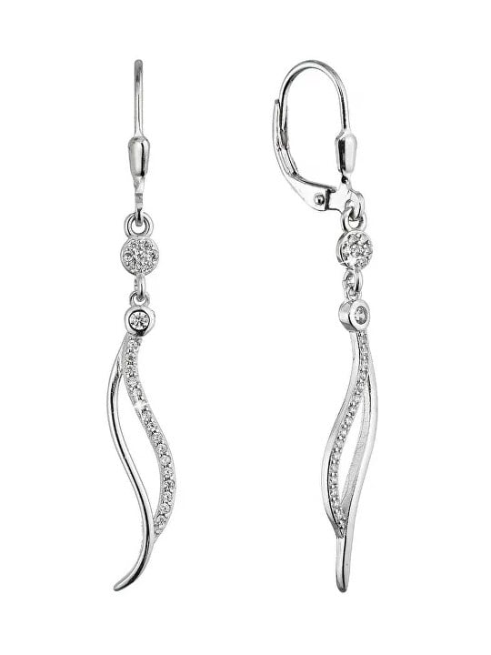 Evolution Group Eleganti orecchini lunghi Waves con zirconi 11541.1 donna