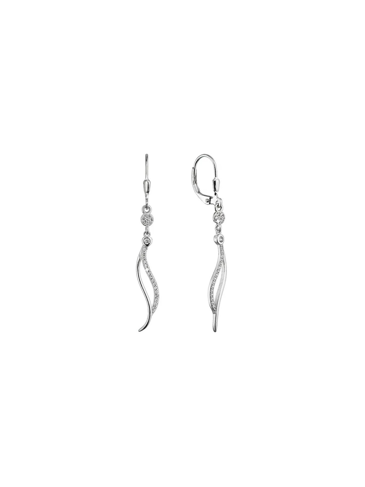 Evolution Group Eleganti orecchini lunghi Waves con zirconi 11541.1 donna