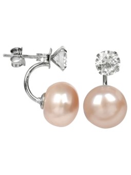 JwL Luxury Pearls Orecchini in argento con vera perla salmone e cristallo 2in1 JL0216 donna