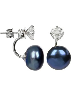 JwL Luxury Pearls Orecchini in argento con vera perla blu e cristallo 2in1 JL0225 donna