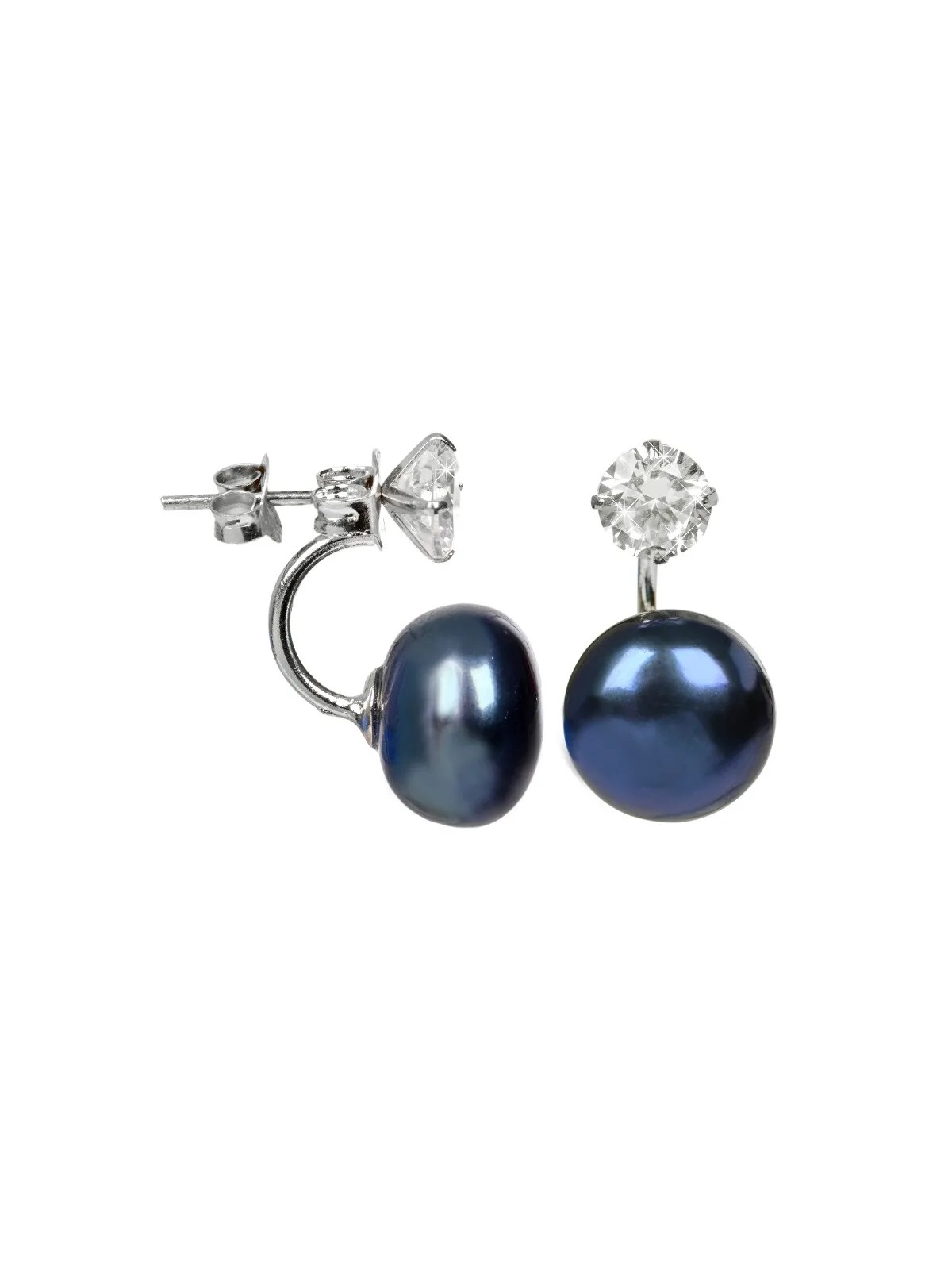 JwL Luxury Pearls Orecchini in argento con vera perla blu e cristallo 2in1 JL0225 donna