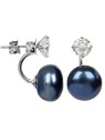 JwL Luxury Pearls Orecchini in argento con vera perla blu e cristallo 2in1 JL0225 donna
