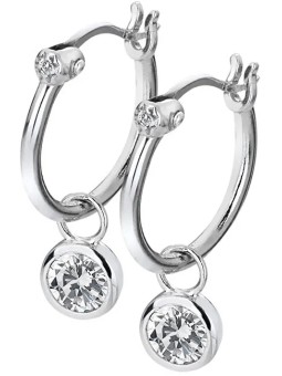Hot Diamonds Orecchini rotondi in argento con diamanti 2 in 1 Hoops Topaz DE628 donna