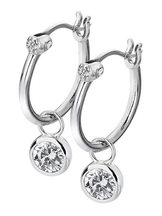 Hot Diamonds Orecchini rotondi in argento con diamanti 2 in 1 Hoops Topaz DE628 donna
