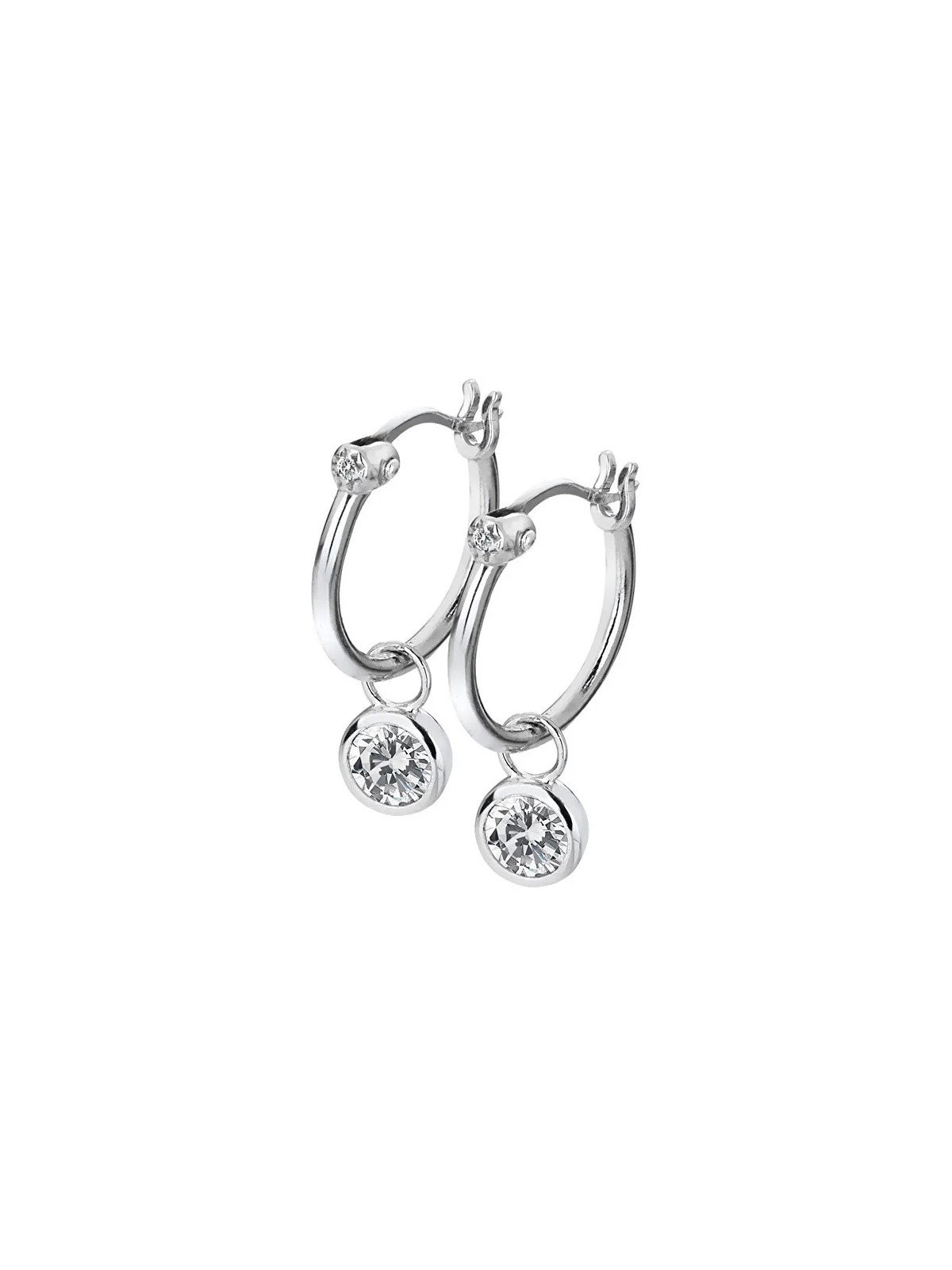 Hot Diamonds Orecchini rotondi in argento con diamanti 2 in 1 Hoops Topaz DE628 donna