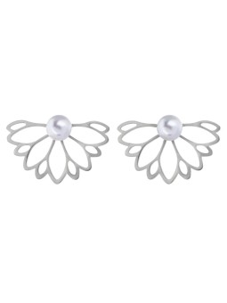 Troli Orecchini di lusso in acciaio con perla 2 in 1 donna