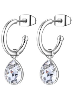 S'Agapõ Orecchini rotondi con cristalli trasparenti 2in1 Lucky Light SKT21 donna