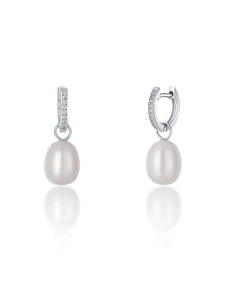 JwL Luxury Pearls Orecchini rotondi in argento con vera perla e zirconi della duchessa Kate 3 in 1 JL0685 donna