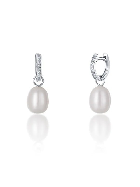 JwL Luxury Pearls Orecchini rotondi in argento con vera perla e zirconi della duchessa Kate 3 in 1 JL0685 donna