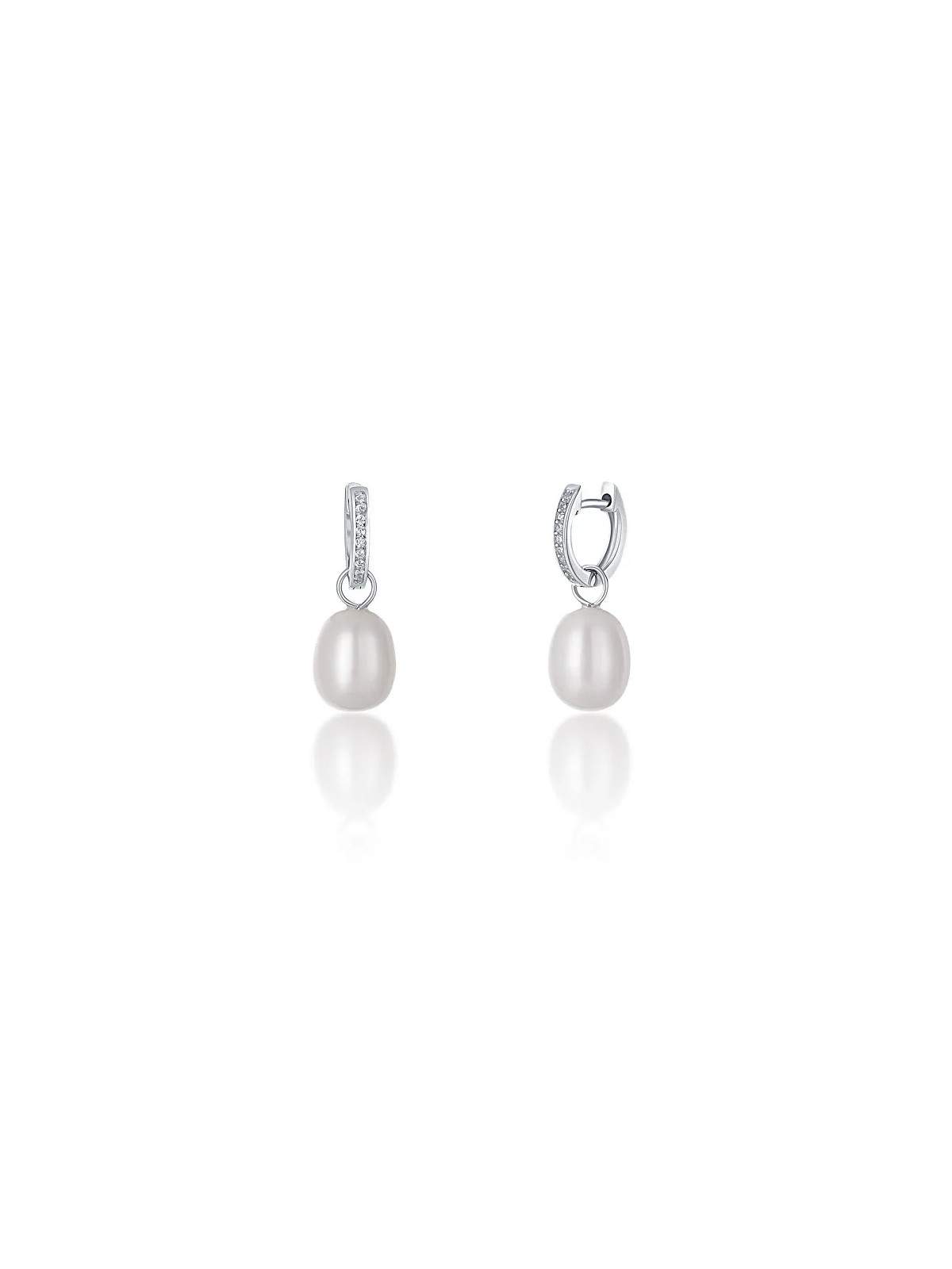 JwL Luxury Pearls Orecchini rotondi in argento con vera perla e zirconi della duchessa Kate 3 in 1 JL0685 donna