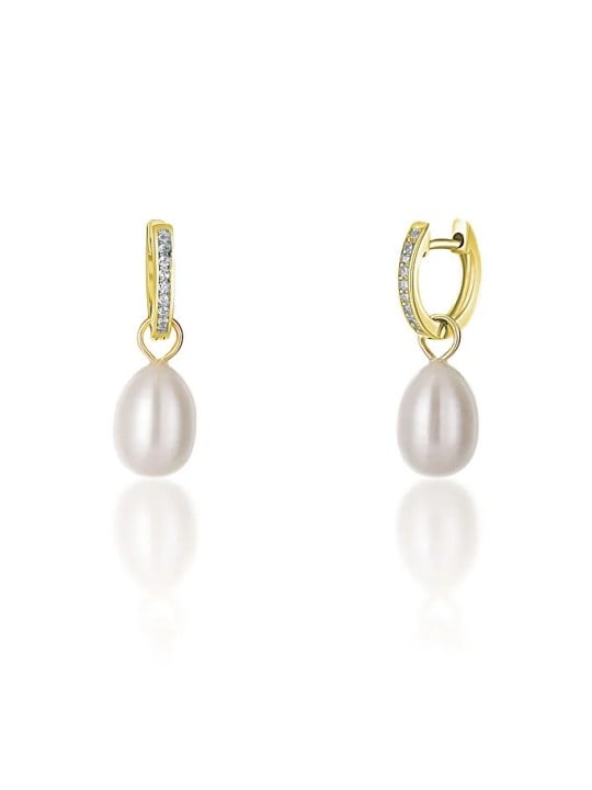 JwL Luxury Pearls Orecchini placcati oro in stile Duchessa Kate con vera perla e zirconi 3 in 1 JL0686 donna