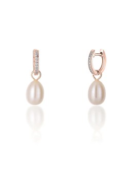 JwL Luxury Pearls Orecchini rotondi in bronzo stile Duchessa Kate con vera perla e zirconi 3 in 1 JL0687 donna