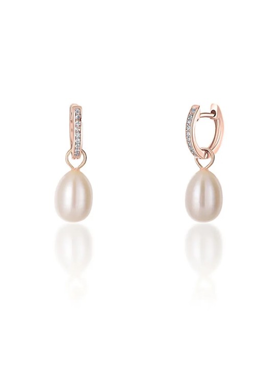 JwL Luxury Pearls Orecchini rotondi in bronzo stile Duchessa Kate con vera perla e zirconi 3 in 1 JL0687 donna