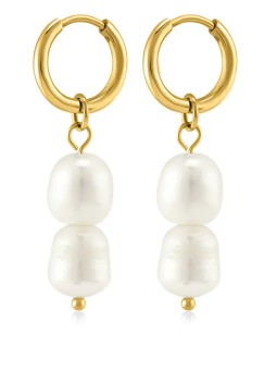 Troli Orecchini placcati in oro con perle vere 2 in 1 VAAJDE201861G donna