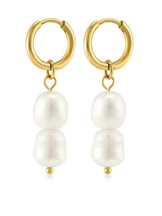 Troli Orecchini placcati in oro con perle vere 2 in 1 VAAJDE201861G donna